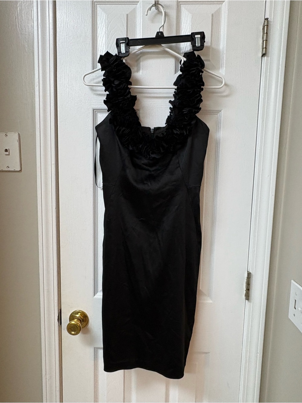 White House Black Market Black Ruffle-Strap Mini Dress